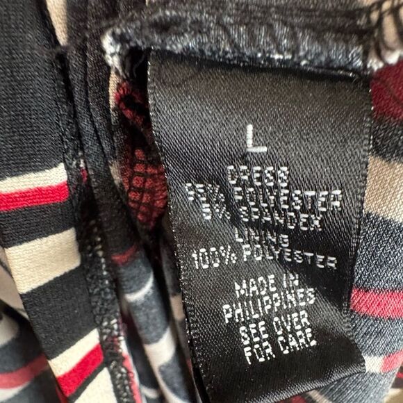 AB Studio red and black geometric print ruched bust dress size large - Picture 5 of 6